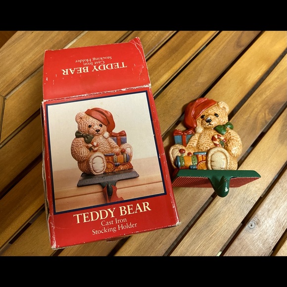 Holiday Vintage Cast Iron Teddy Bear Stocking Holder Poshmark